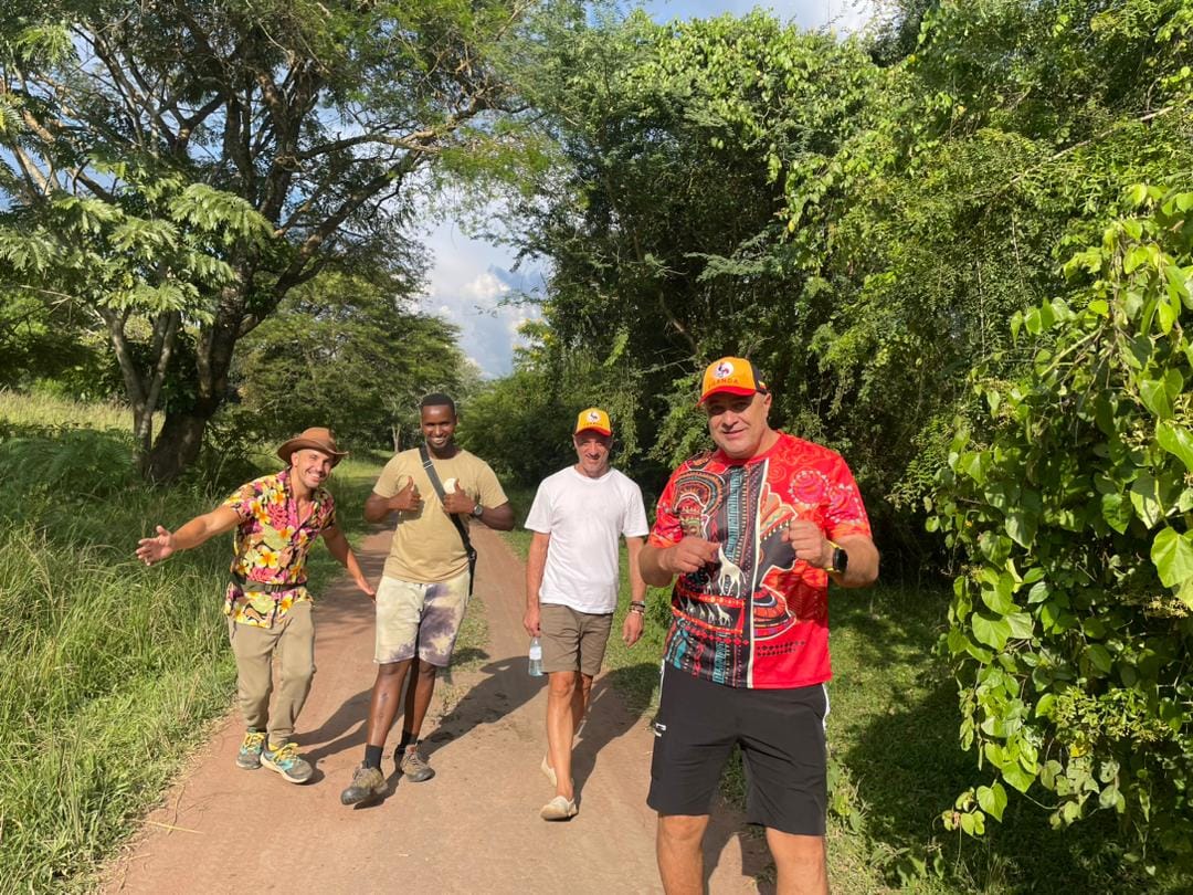 Guided walk along a trail in the Burundi countryside