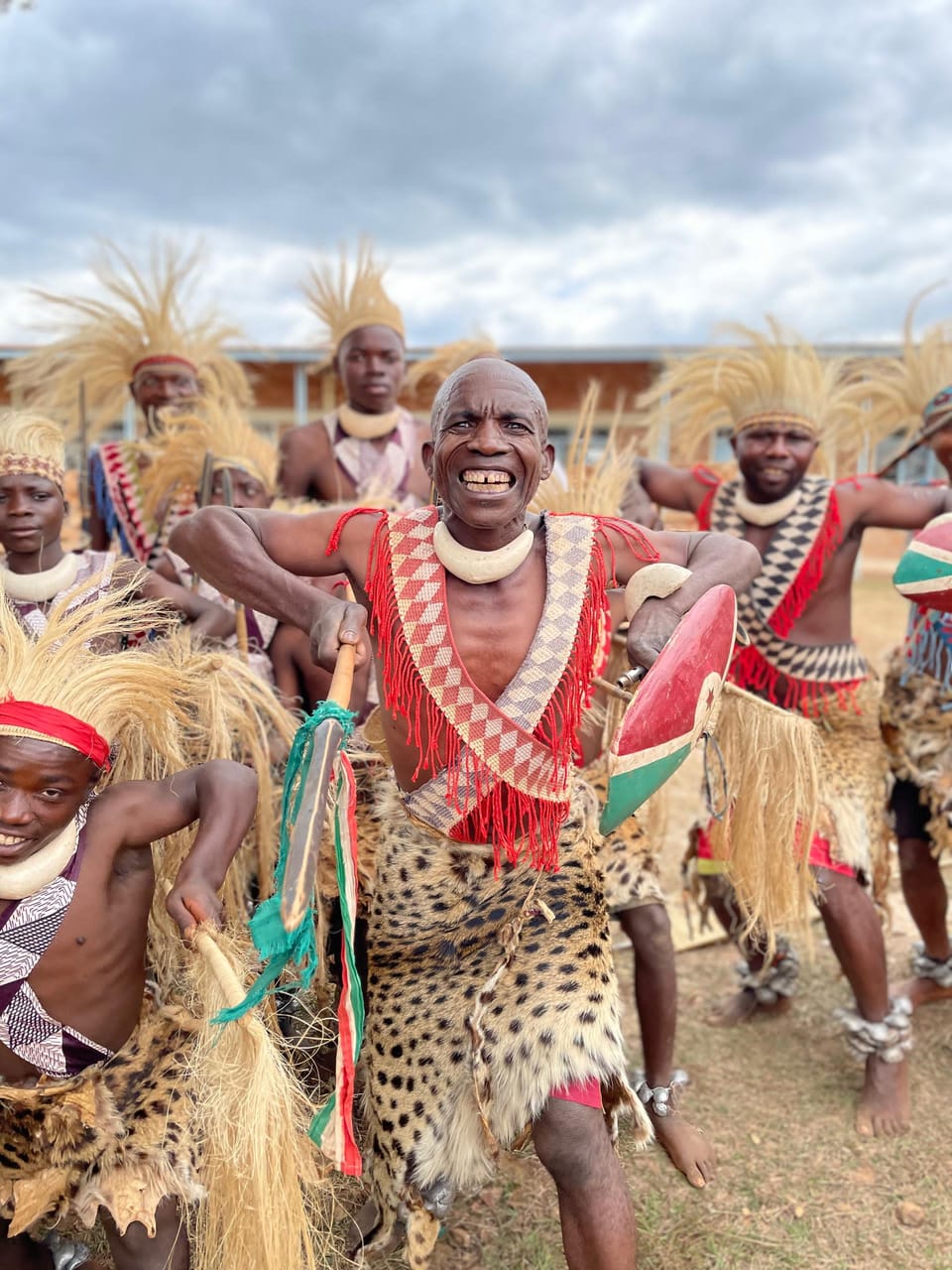 Colourful traditional dance procession
